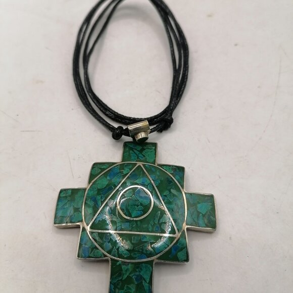 Unisex Adjustable Alpaca Natural Stone Chakana Inca Necklace - Picture 4 of 6